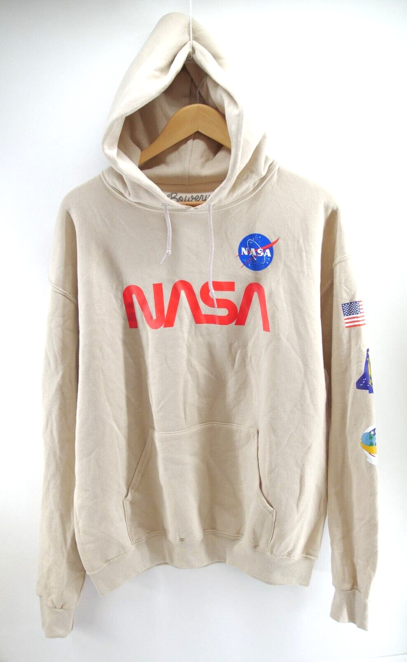 Artist Union NASA USA Beige Long Sleeve Hoodie Pullover Sweater Size Medium